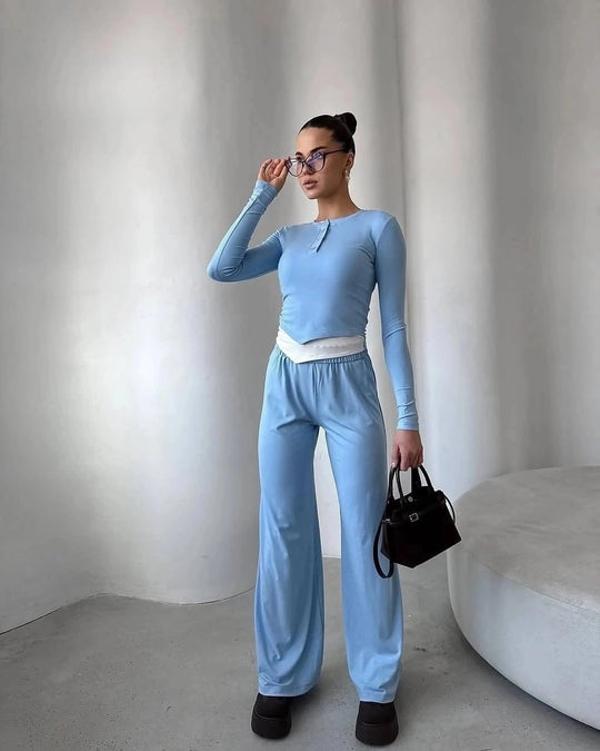 Damen gemütliches Freizeit-Set mit sportlichem Design R&B