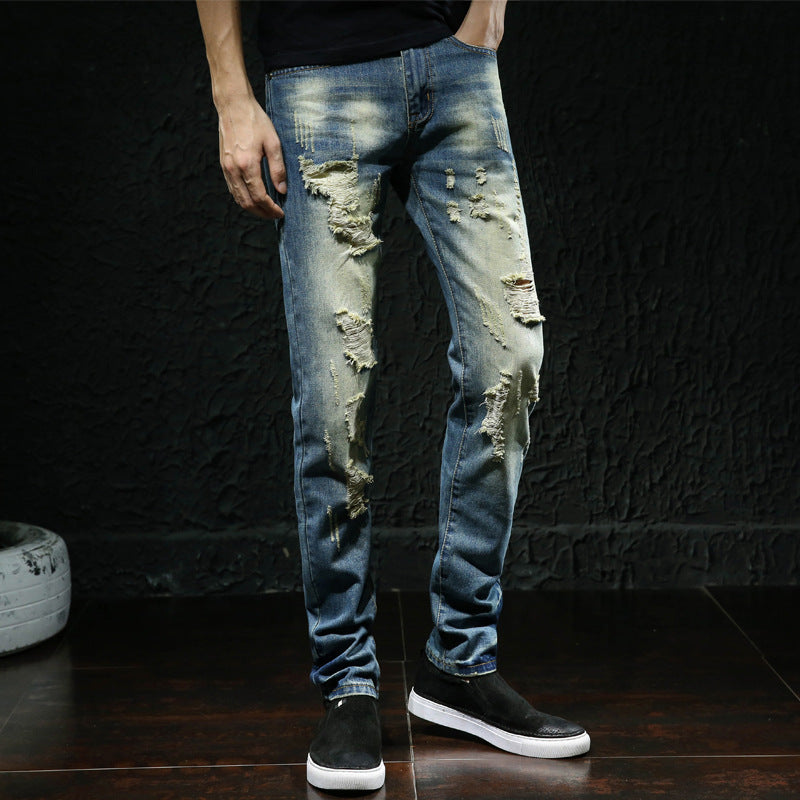 Herren modische Destroyed Jeans mit außergewöhnlichen Rissdetails R&B