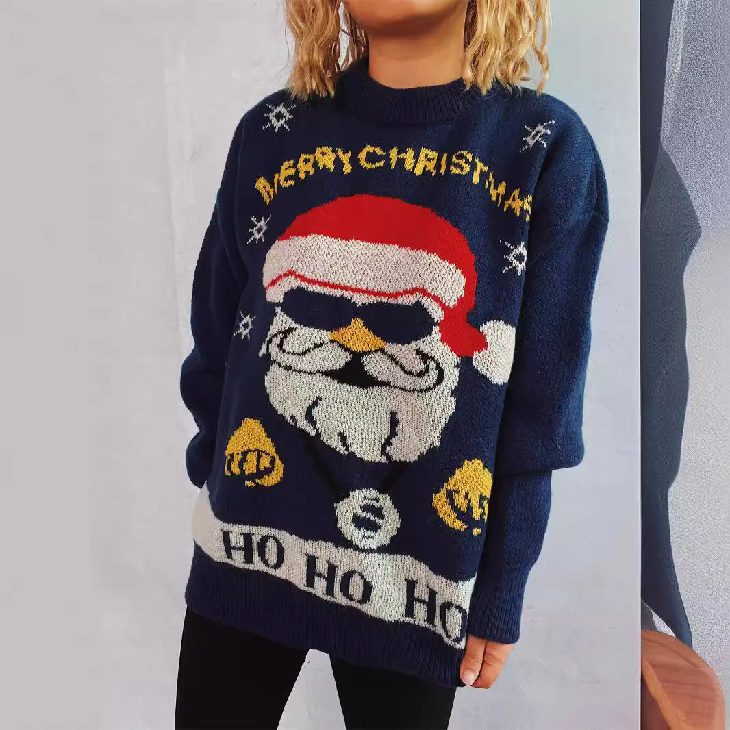 Damen Weihnachtspullover mit festlichem Motiv und oversized Schnitt R&B