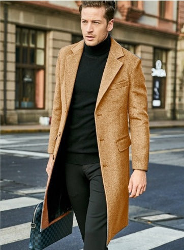 Herren eleganter und moderner Langmantel mit strukturiertem Obermaterial R&B