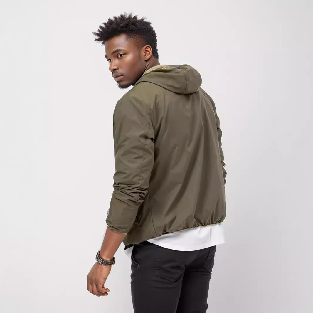 Herren leichte Übergangsjacke mit verstellbarem Kapuzenkragen und praktischen Taschen R&B