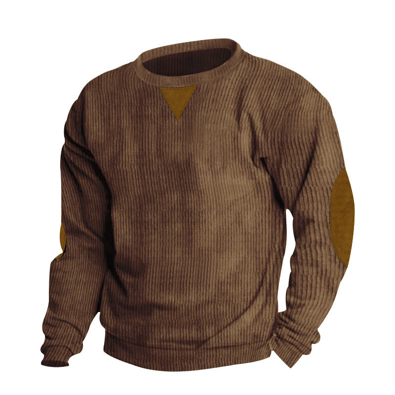 Herren stylischer Feinstrickpullover mit Struktur und modischen Ellenbogen-Patches R&B