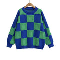 Damen modischer Strickpullover mit grafischem Blockmuster R&B