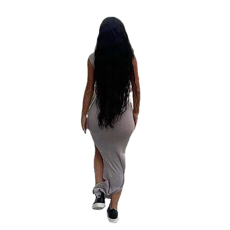 Damen asymmetrisches Schlitz-Maxikleid R&B