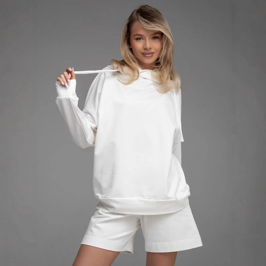 Damen lässiges Oversized Hoodie und Shorts Set R&B