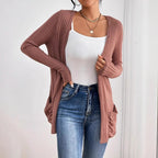 Damen Strickjacke mit vertikalem Rippdesign und praktischen Taschen R&B
