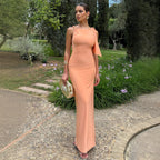 Damen Maxikleid mit asymmetrischem Trägerdesign und elegantem Silhouette R&B