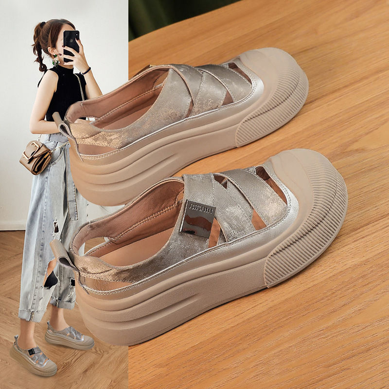 Damen Offene Trendige Sandalen mit hohem Plateau und modischen Kreuz-Riemen