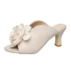 Damen Offene High Heel Mules mit floraler Applikation und elegantem Design R&B