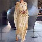 Damen fließendes Kaftan-Kleid mit auffälligem Muster R&B