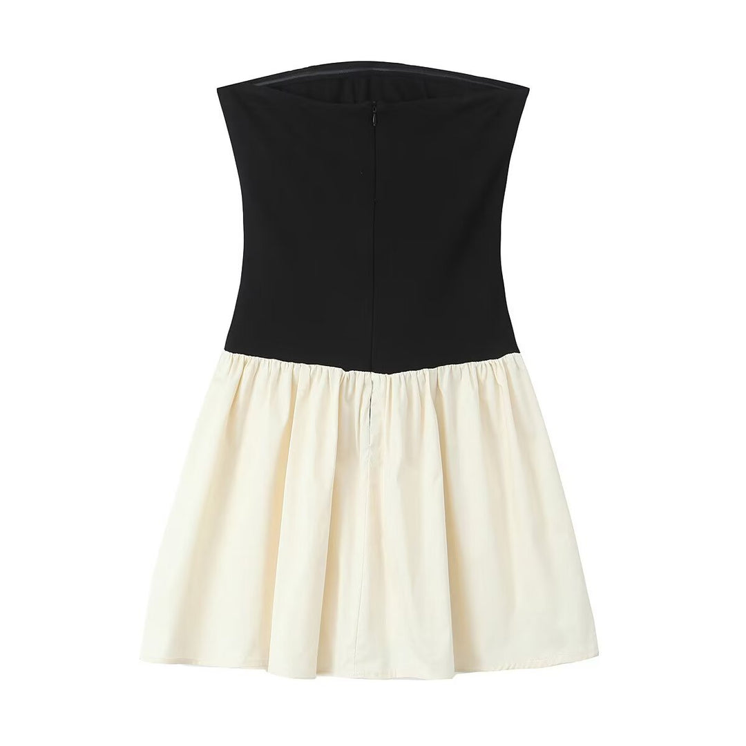 Damen Trägerloses Kleid mit ausgestelltem Rock R&B