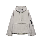 Damen nan winddichter Oversize Anorak mit Halbzip, Kängurutasche und verstellbarer Kapuze R&B