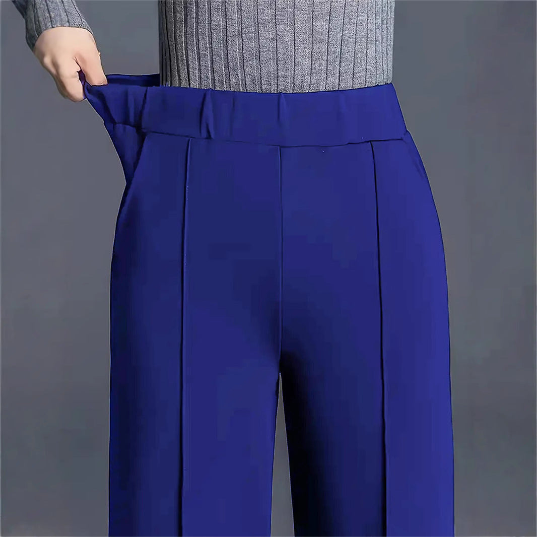 Damen Weit geschnittene High-Waist-Hose mit eleganten Bügelfalten R&B