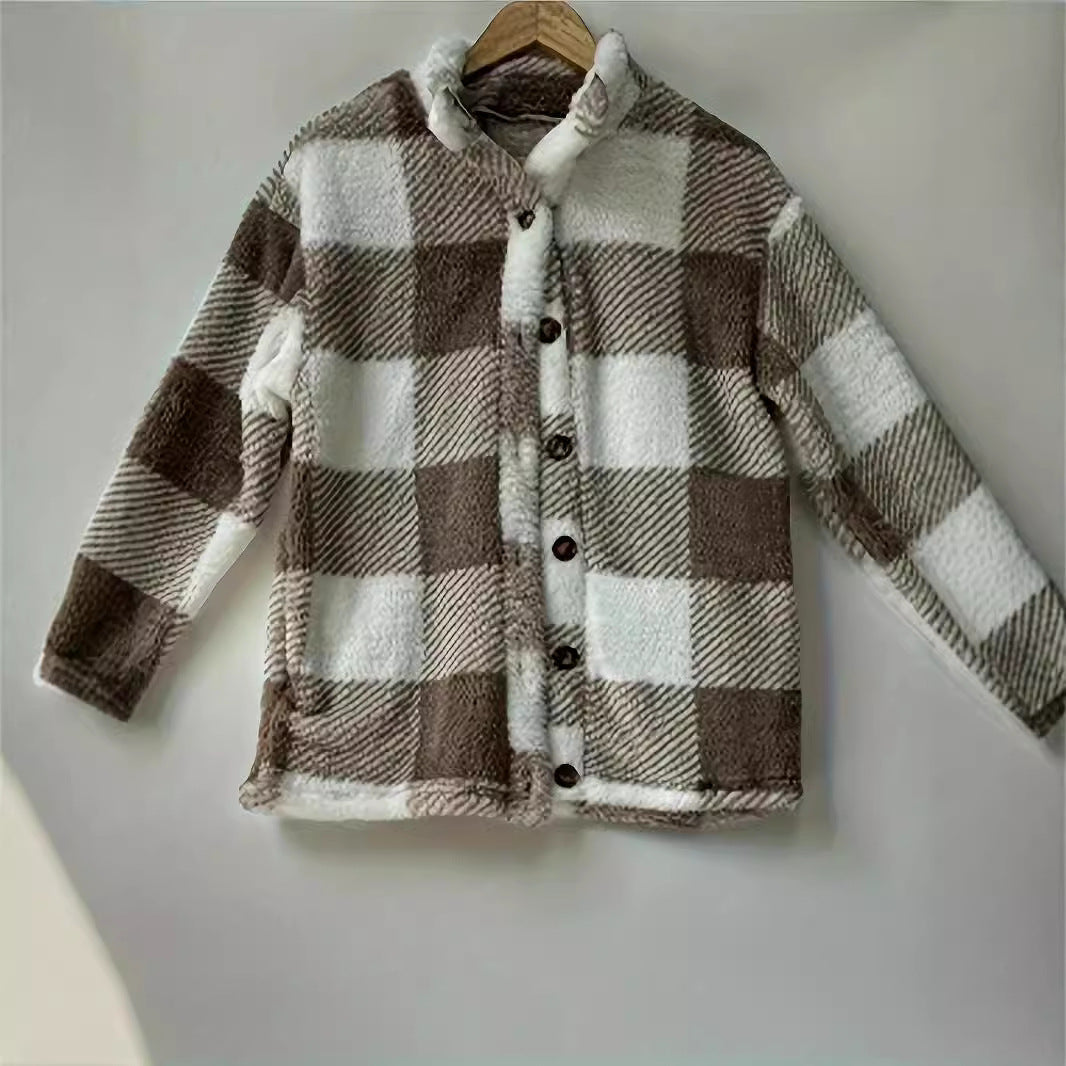 Damen Kuschelige Karojacke R&B