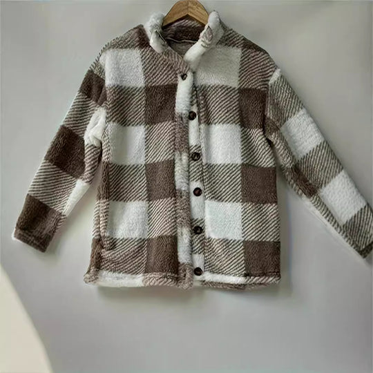 Damen Kuschelige Karojacke R&B