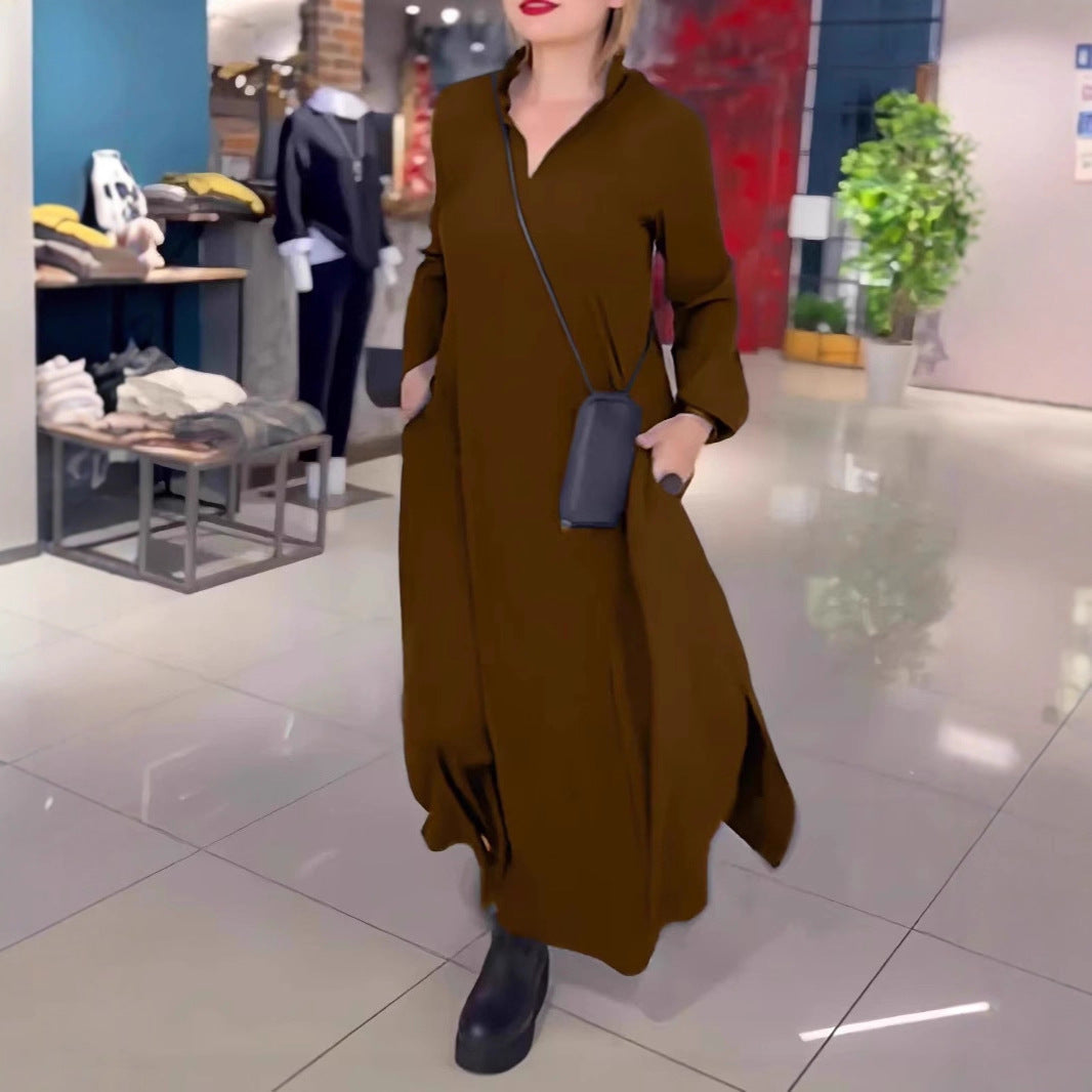 Damen Hemdkleid mit praktischen Seitentaschen und fließendem Schnitt R&B
