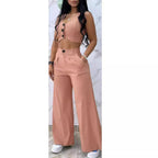 Damen Zweiteiliges Crop-Top und weite Hose Set R&B