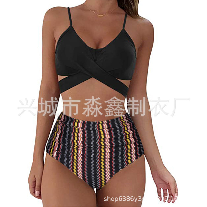 Damen Crop-Top Bikini-Set mit geflochtenem Design R&B