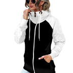 Damen nan Kapuzenjacke mit hohem Stehkragen, durchgehendem Reißverschluss und Raglanärmeln R&B
