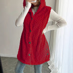 Damen Stylish gesteppte Weste mit Kapuze und Knopfverschluss R&B