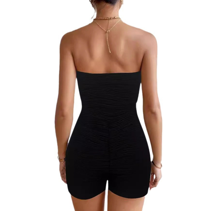 Damen ärmelloser Jumpsuit mit gerafftem Design R&B