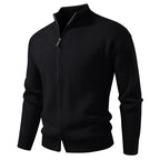 Herren Strickjacke mit hohem Kragen und durchgehender Reißverschluss