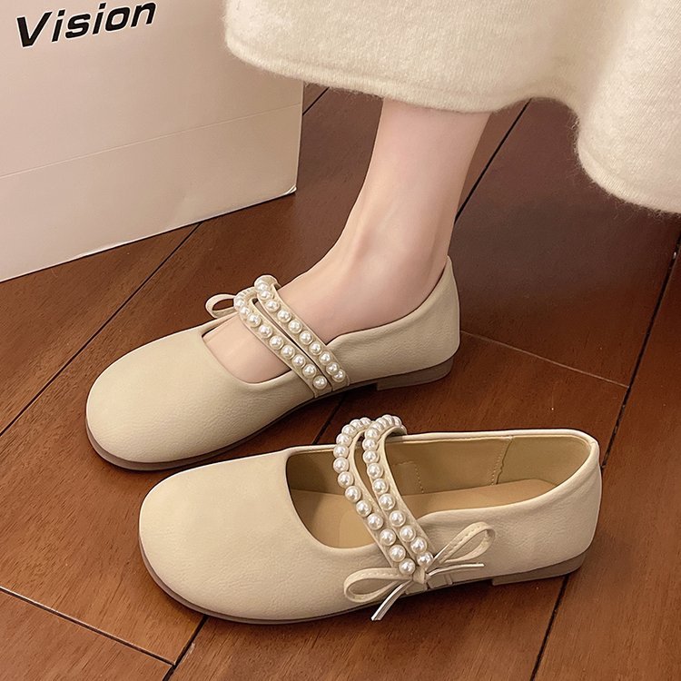 Damen elegante Ballerinas mit Perlenschmuck R&B