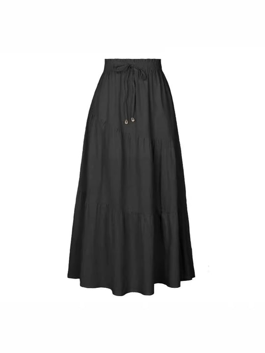 Damen langer Rock mit schwingenden Volants und elastischem Taillenbund R&B