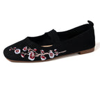 Damen Ballerinas mit floralem Stickdesign und elastischem Riemen R&B