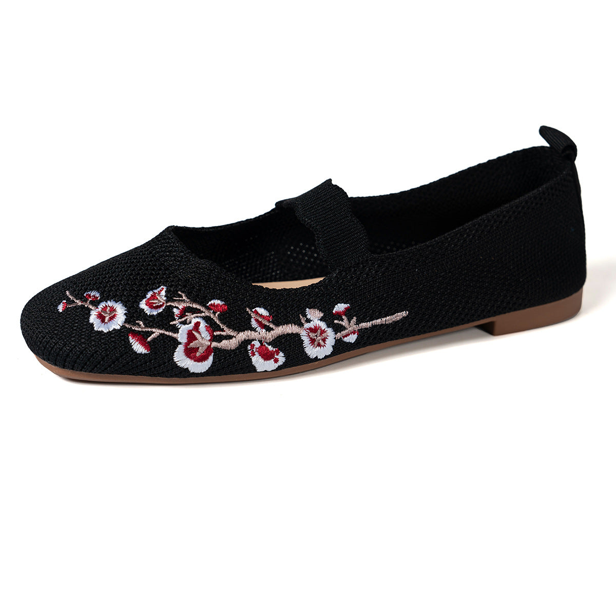 Damen Ballerinas mit floralem Stickdesign und elastischem Riemen R&B