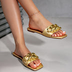 Damen modische Slipper mit dekorativem Ketten-Design R&B