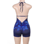Damen Eleganter Halter-Jumpsuit mit tiefem V-Ausschnitt und dekorativem Strass R&B