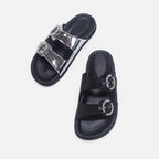 Damen Elegante Sandalen mit glitzernden Riemen und verstellbarem Schnallenverschluss R&B