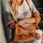 Damen lässiger Pullover mit weitem Schnitt und modischem Farbblockdesign R&B