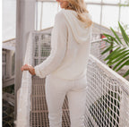 Damen Kapuzenpullover mit strukturiertem Stoff und modischen Knopfdetails R&B