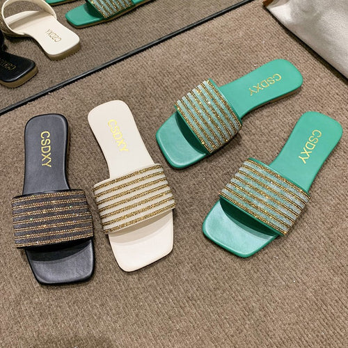 Damen Glamouröse Slipper mit dekorativer Strassverzierung R&B
