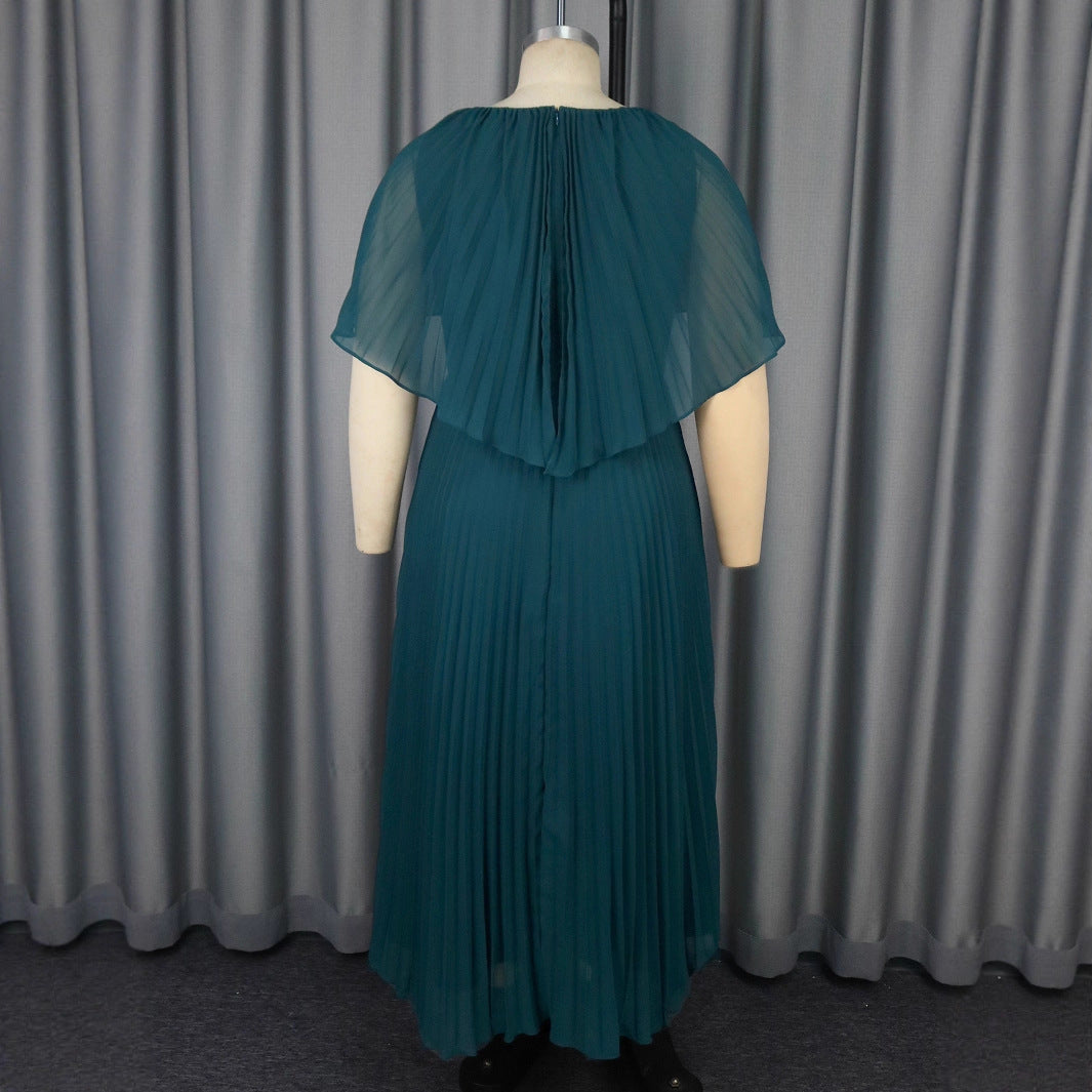 Damen Elegantes Plissee-Maxi-Kleid mit fließenden Ärmeln R&B