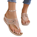 Damen Komfortable Zehentrenner-Sandalen mit floralem Akzent und ergonomischem Fußbett R&B
