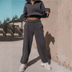 Damen lässiger Hoodie mit Reißverschluss und Rüschensaum R&B