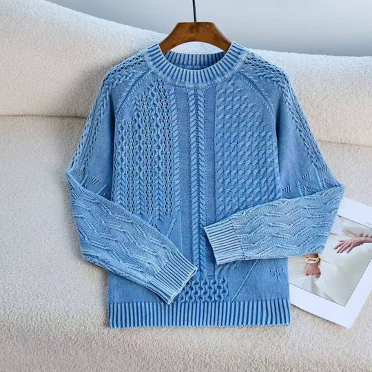 Damen Eleganter Grobstrickpullover mit kunstvollem Design R&B