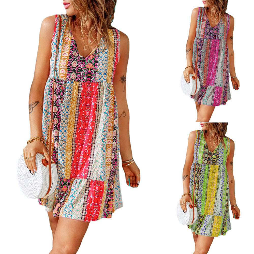 Damen Sommerliches Maxikleid mit buntem Druck und lässigem Schnitt R&B