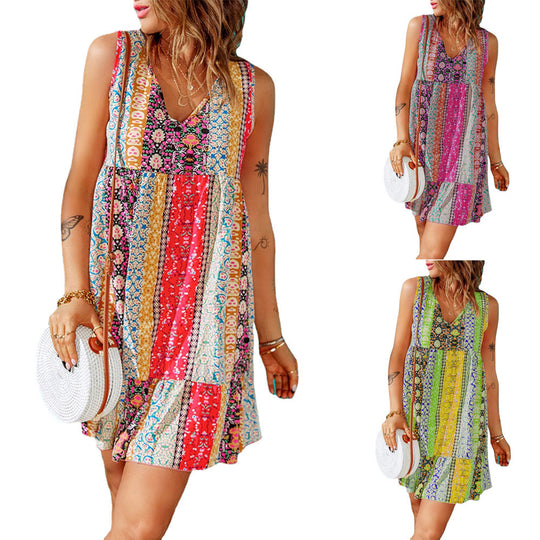 Damen Sommerliches Maxikleid mit buntem Druck und lässigem Schnitt R&B