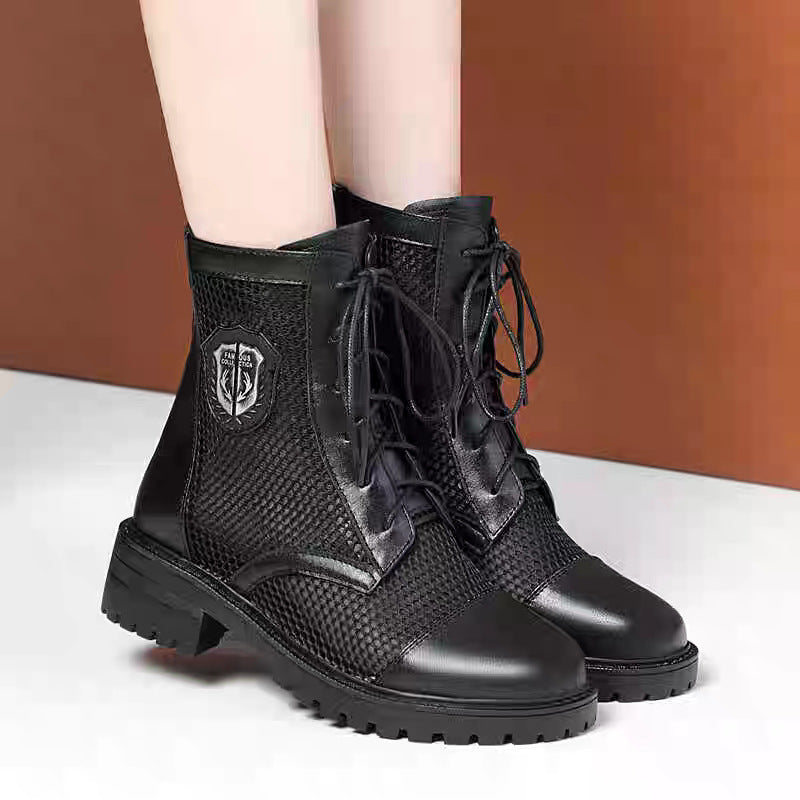 Damen Modische Stiefeletten aus atmungsaktivem Netzmaterial mit robusten Profilsohlen R&B