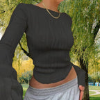 Damen Langarmshirt mit strukturiertem Design R&B