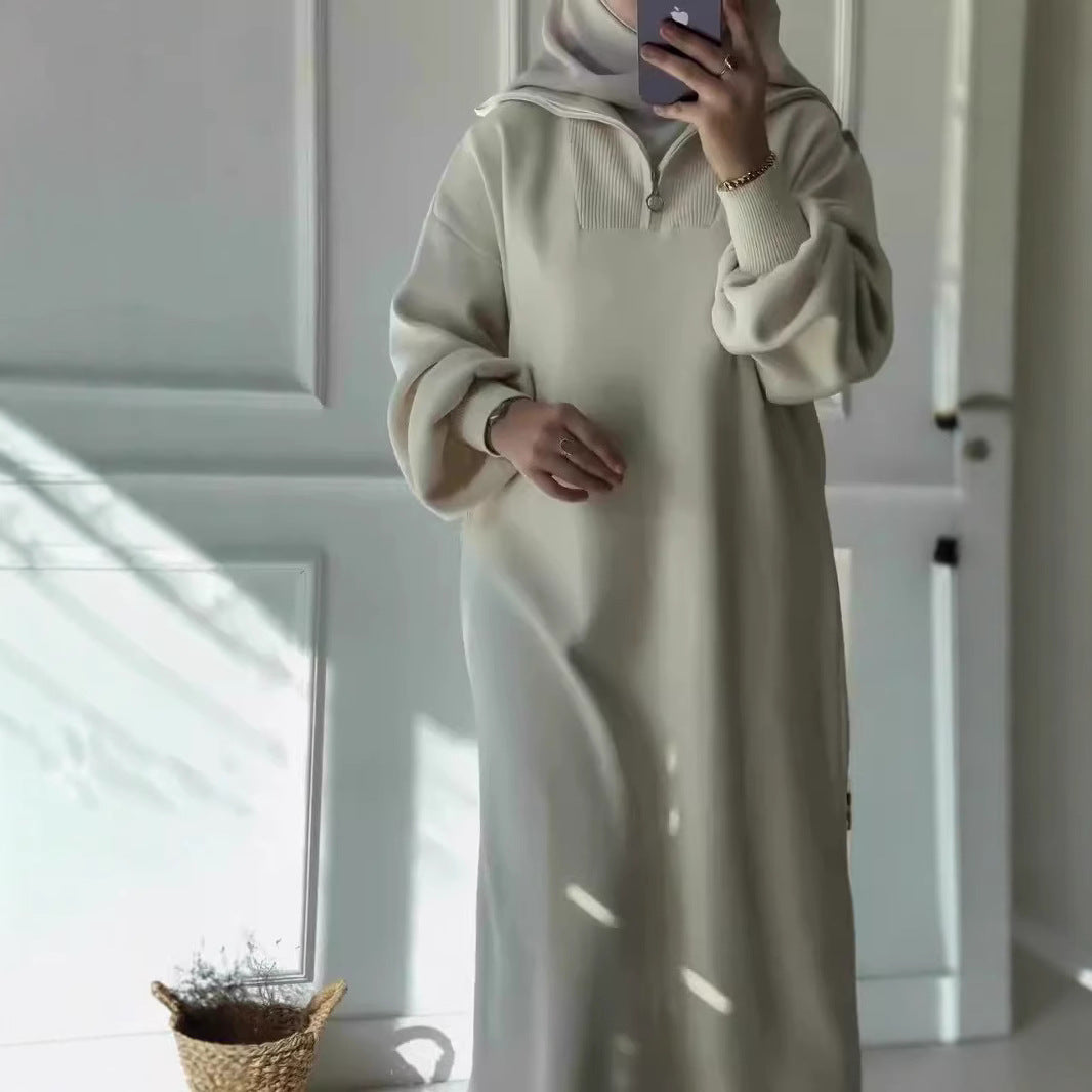 Damen Kapuzenkleid mit Reißverschluss und lässigem Schnitt R&B