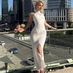 Damen Elegantes Wickelkleid mit hohem Schlitz und detailverliR&Bt gerafftem Design R&B