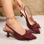 Damen Slingback-Pumps mit elegantem Schleifen-Design und komfortablem Blockabsatz R&B