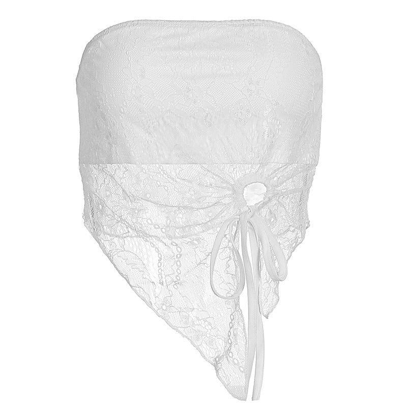 Damen Elegantes Bandeau-Top mit raffiniertem Spitzenüberzug und verspieltem Knoten R&B