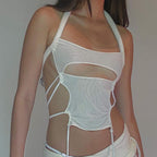 Damen Schnittiges Top mit Raffungen und Cut-Out-Details R&B