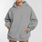 Damen Lockere Kapuzenpullover aus weichem Fleece mit Kängurutasche R&B